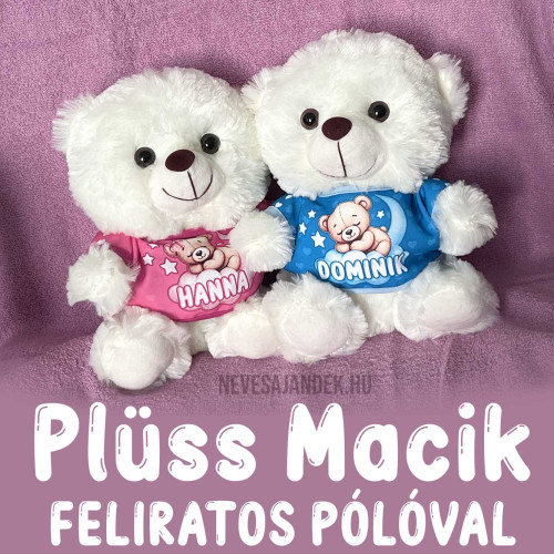 Plüss maci feliratos pólóval