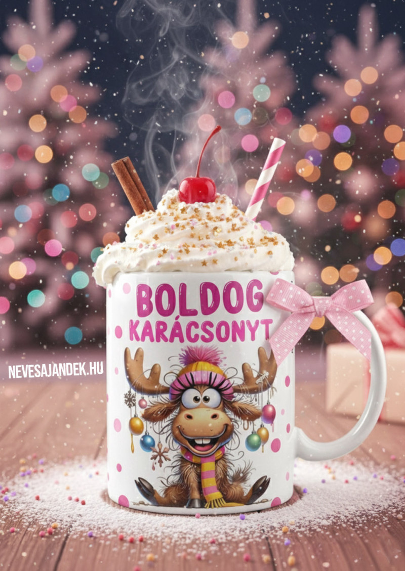 Rénszarvasos karácsonyi bögre (3 dl) – „Boldog Karácsonyt” felirattal: cuki és praktikus ajándék